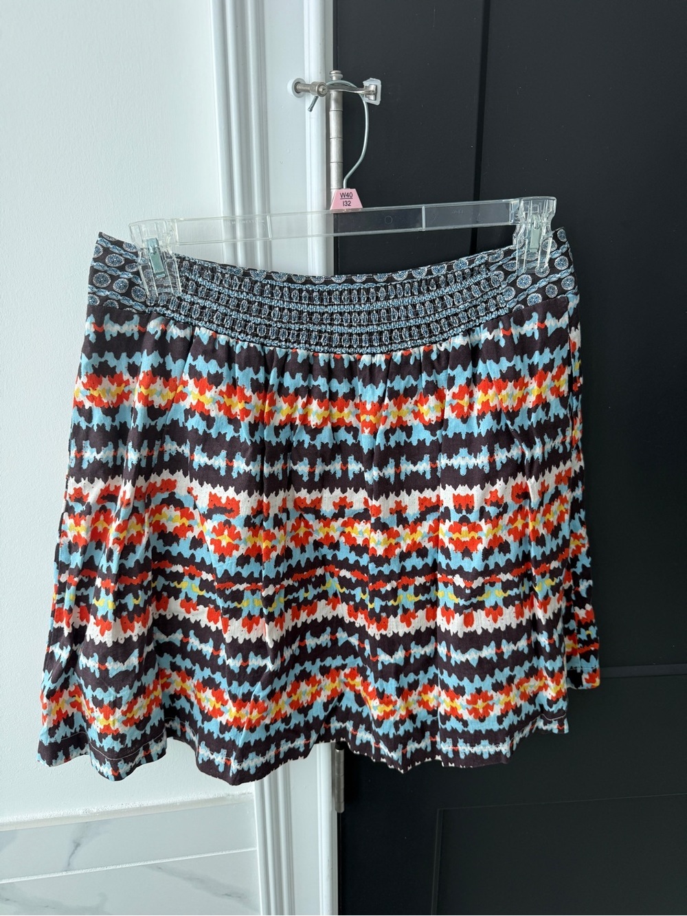 Patterned Midi Skirt in Black with Multicolor Accents - Picture 3 of 6